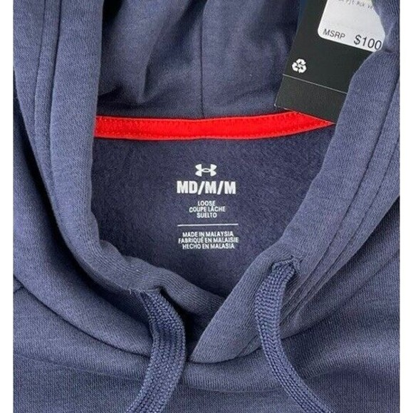 New Under Armour Project Rock Veterans Day Hoodie Navy 1373582 Mens M - Picture 9 of 10